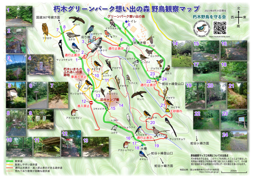 朽木グリーンパーク想い出の森野鳥観察マップ